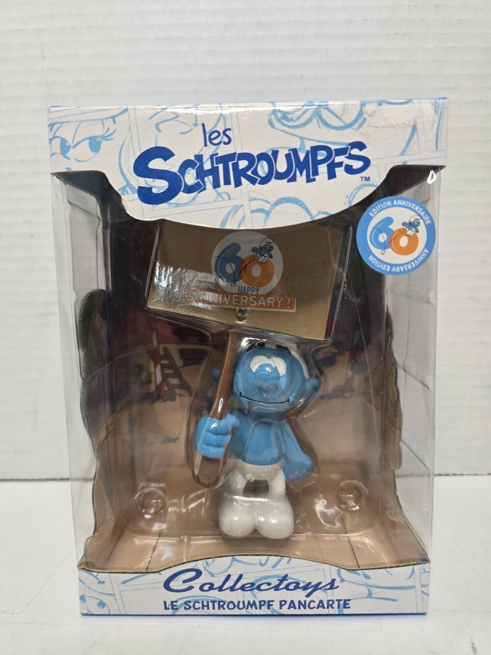 Rare Sign bearer Smurfs 60 year Smurfs Plastoy 12cm 2018 Peyo Company New